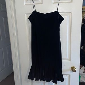 Black velvet mid- length dress